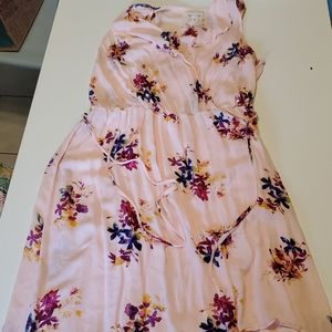 Pink floral maxi dress with tie